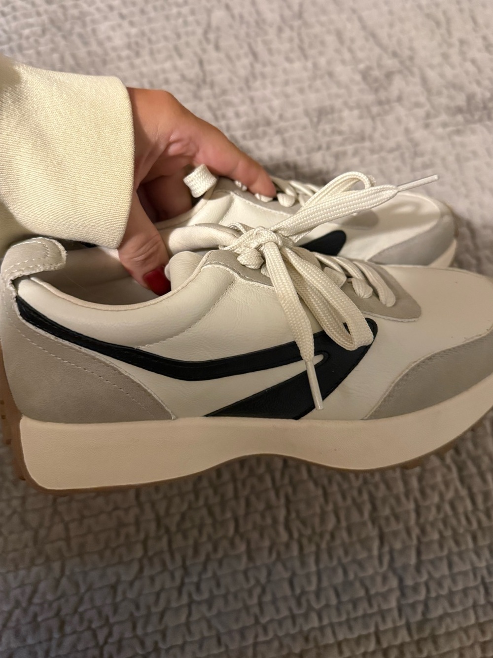 Dolce Vita White, Black and Gray Platform Sneakers